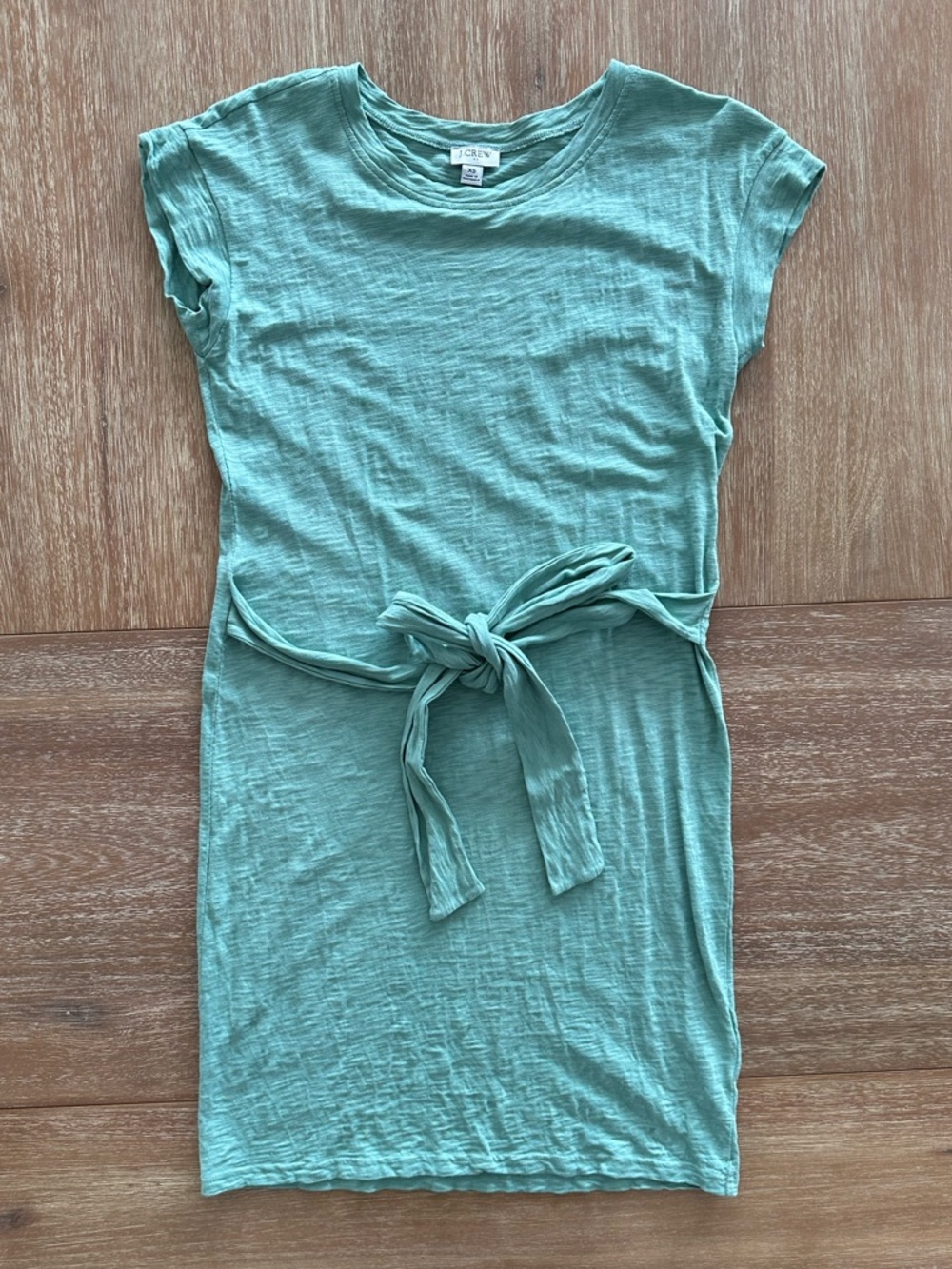 J. Crew Mint Green Slub Tee Dress with Side Ties